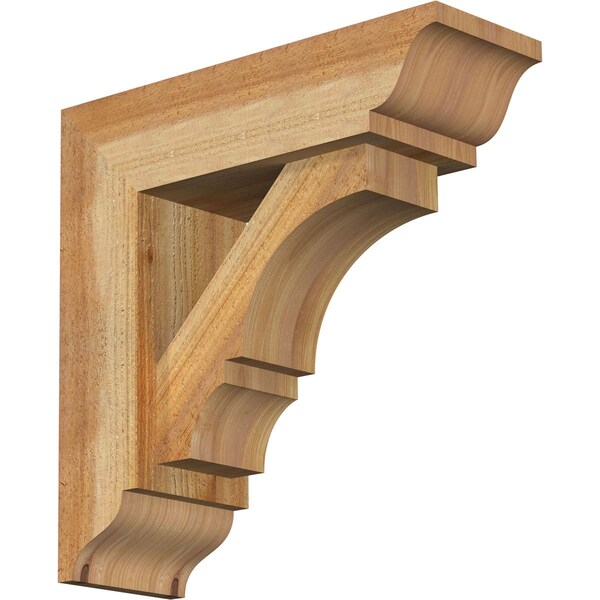 Ekena Millwork Balboa Traditional Rough Sawn Bracket w/ Offset Brace, Western Red Cedar, 6"W x 18"D x 18"H BKT0604X18X18BOA01RWR - main